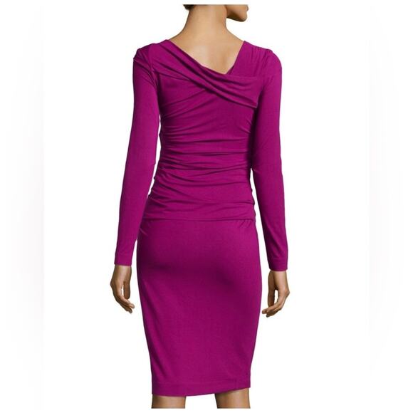 Diane von Furstenberg DVF Bentley Plum Ruched Stretch Jersey Bodycon Dress P (0) - Picture 3 of 8